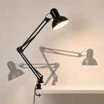Lampe architecte noire avec abat-jours orientables et bras articulés en métal