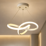 Suspension LED au plafond, anneaux en boucle, finition dorée, abat-jour rond