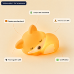 Veilleuse en forme de renard endormi, lumière douce orange, rechargeable USB