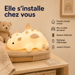 Veilleuse dragonnet en silicone blanc, éclairage doux, fixation murale ou sur chevet.