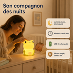 Veilleuse grenouille en silicone, lumière douce apaisante, recharge USB-C