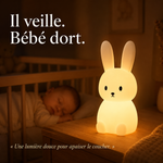 Veilleuse lapin en silicone, forme lapin debout, lumière douce pour la nuit.