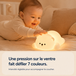 Veilleuse ourson en silicone blanc, pression sur le ventre pour 7 couleurs