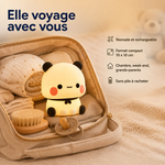 Veilleuse panda nomade et rechargeable, dans un étui souple, éclairage doux.