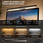Lampe LED de bureau pour soins des yeux, barre lumineuse au-dessus de l’écran, 3 modes