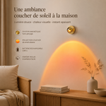 Applique murale LED en laiton avec projection coucher de soleil, lumière chaude