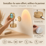 Applique murale LED rechargeable : fixation magnétique et base avec port USB‑C