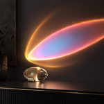 Lampe de table à projection LED avec base en cristal et anneau lumineux arc-en-ciel