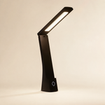 Lampe de lecture pliable noire avec barre LED rectangulaire et bouton tactile