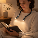 Lampe LED tour de cou portée, deux LEDs au niveau du col pendant la lecture