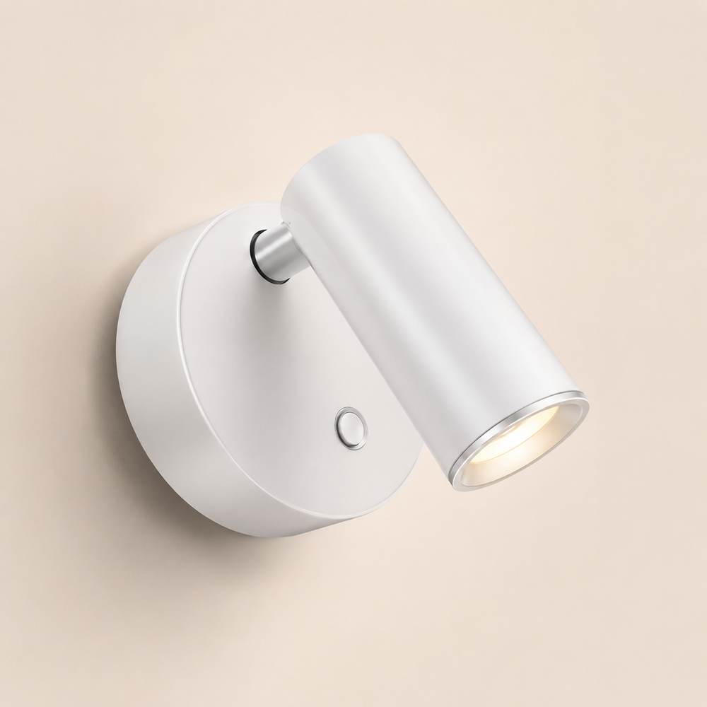 Applique murale LED magnétique sans fil blanche, spot cylindrique orientable