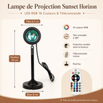 Lampe de projection LED RGB, tête orientable 180°, pied fixe, télécommande