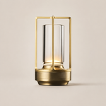 Lampe Fanal dorée, lanterne en verre rectangulaire avec poignée supérieure