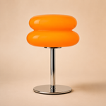 Lampe de table LED en forme de nuage orange, base ronde et pied chromé