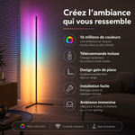 Lampadaire LED RGB sur pied, lumière dégradée colorée.