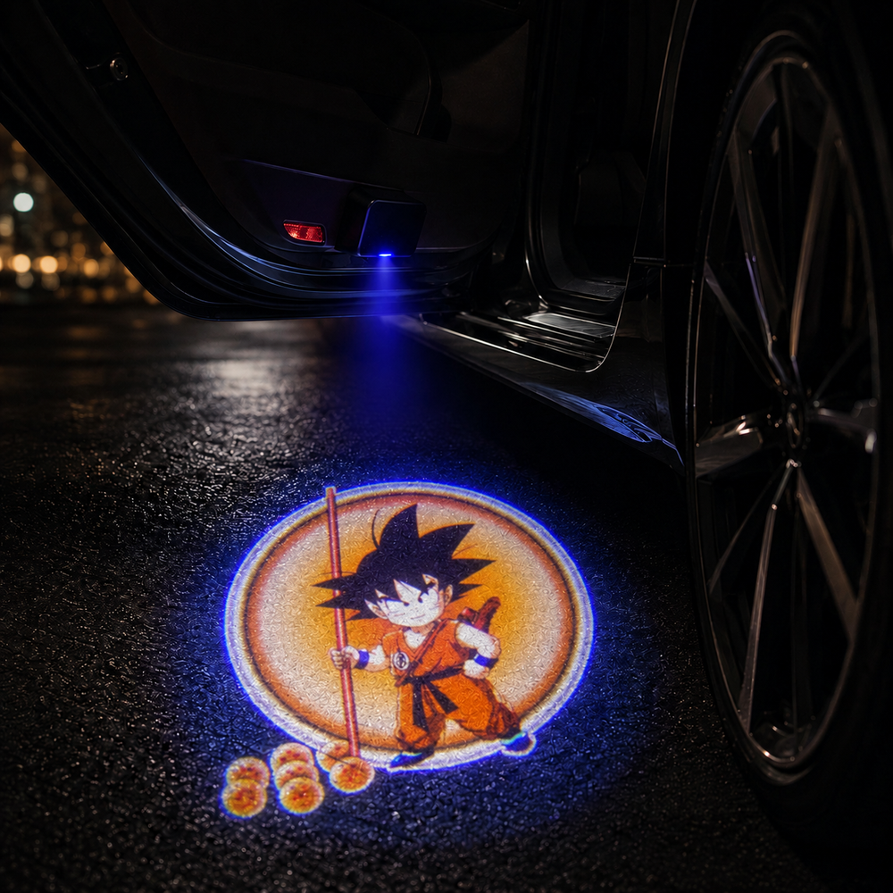 Projecteur LED sans fil voiture, motif holographique en cercle lumineux avec Son Goku
