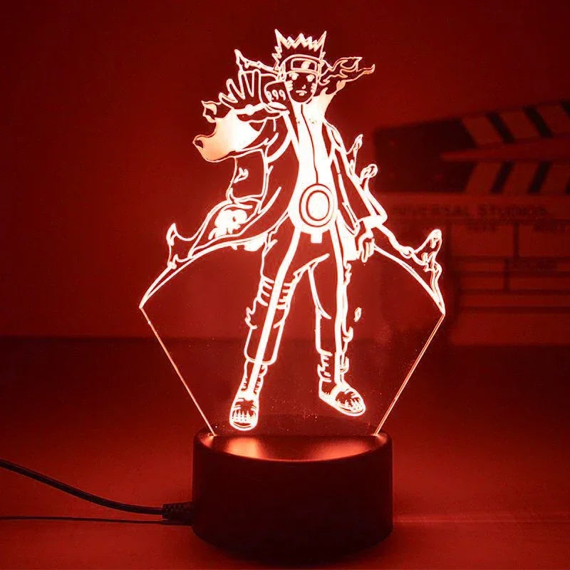 Veilleuse LED 3D manga : ninja de Konoha en mode combat, éclairage rouge