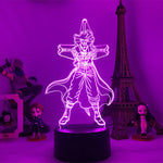 Lampe LED 3D personnage en lignes roses, marquage «ONE PIECE», socle noir.