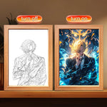Paire de cadres Lumina lumineux en bois avec illustrations d’anime
