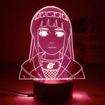 Veilleuse LED 3D manga : portrait de fille ninja de Konoha, éclairage rose