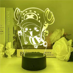 Lampe LED 3D à motif de pirate, lumière blanche, socle noir cylindrique.