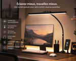 Lampe de bureau LED flexible, 3 températures et 10 niveaux de luminosité, col de cygne